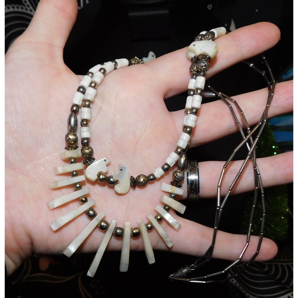 Silver And Shell Native Multilayer Necklace - image 4